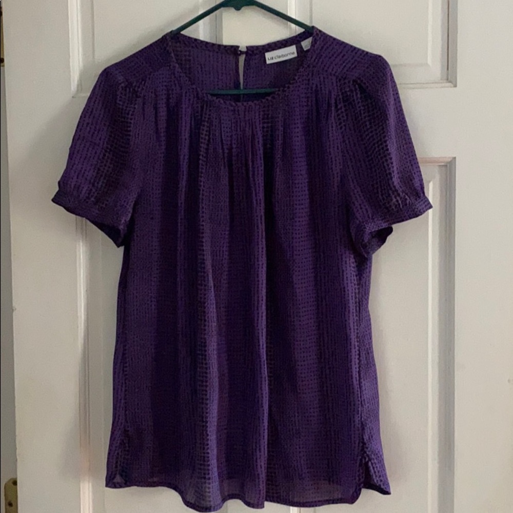 Liz Claiborne purple/black blouse size L